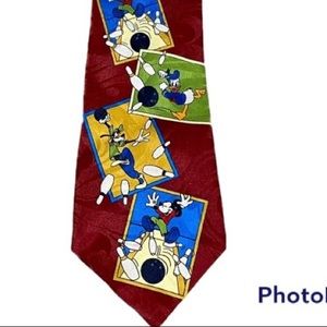 Mickey Mouse, Goofy, Donald Duck Bowling Neck Tie 4” Wide